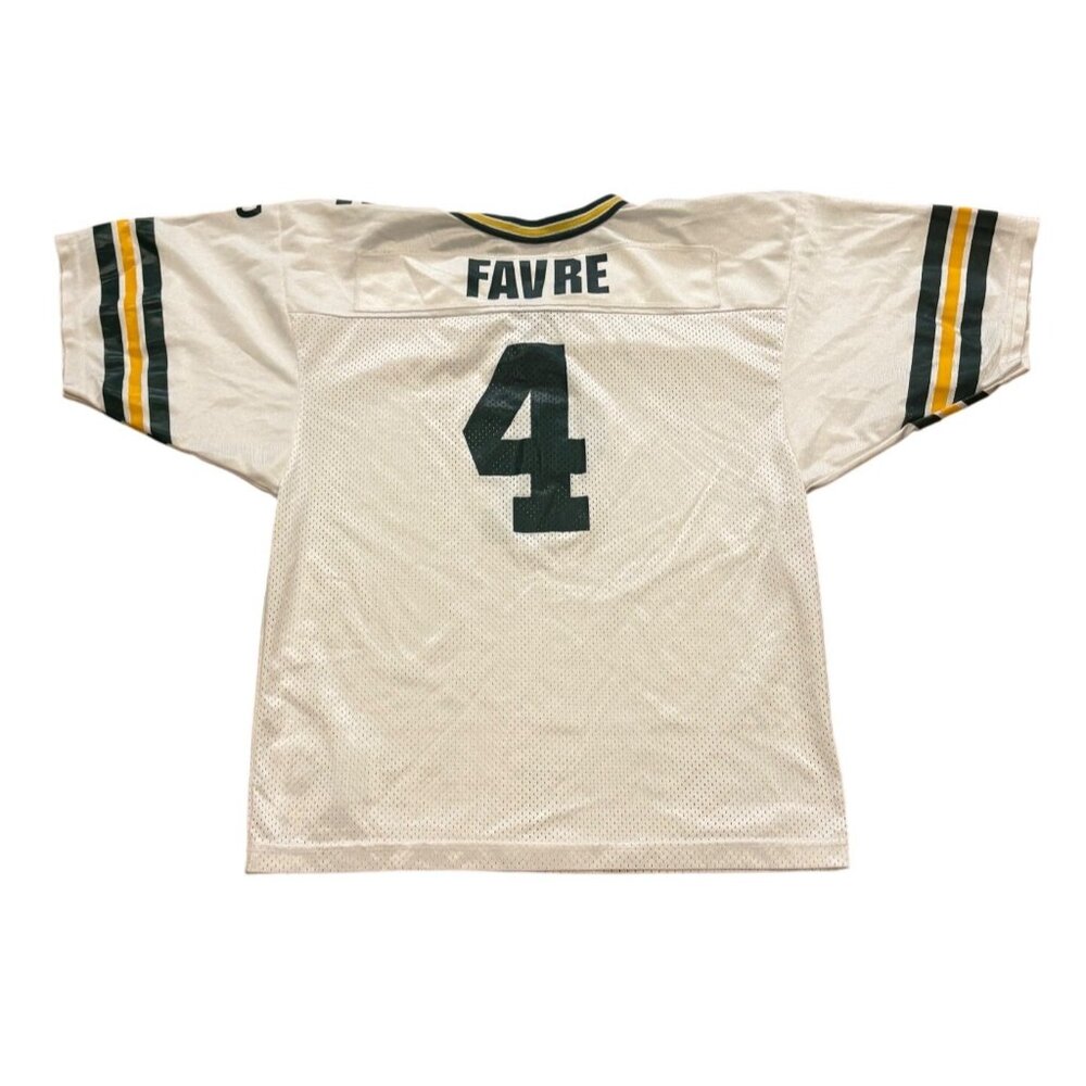 Vintage 90's Wilson Green Bay Packers Brett Favre #4 White NFL Jersey Youth L